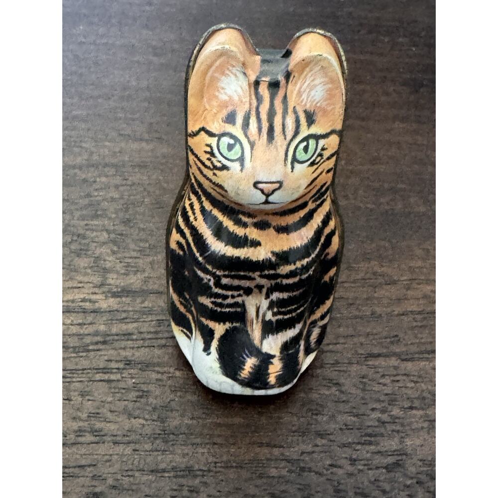 Vintage Hunkydory Design Dana Kubick Cat Tin Trinket Box Tinware Cat Lady 1986